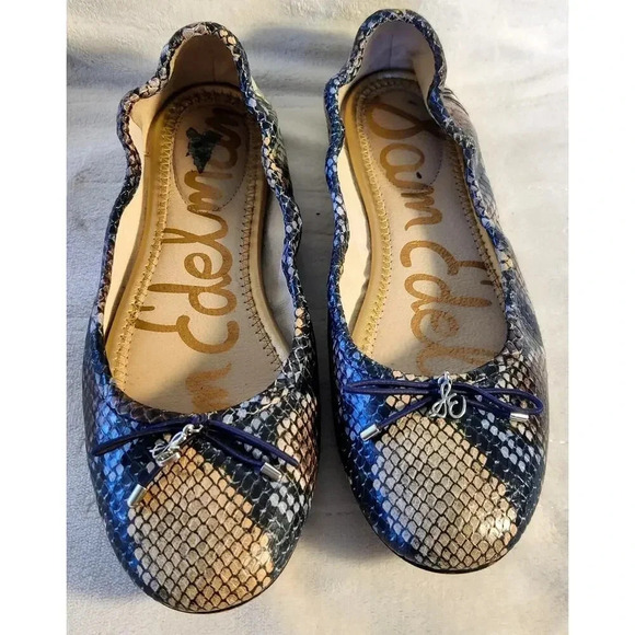 Sam Edelman Felicia Ballet Flat Snake Skin Pattern Leather Size 5.5 Bow Casual - Picture 8 of 8